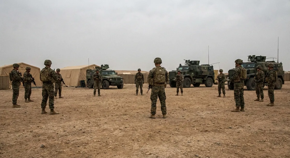 Slika je umetno generirana iz tem: vojaške operacije, operacije, obveščevalna dejavnost, terorizem, varnost