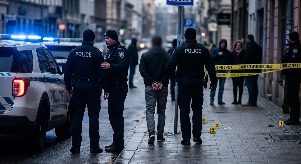 Slika je umetno generirana iz tem: kriminal, preiskave, aretacije, nasilje