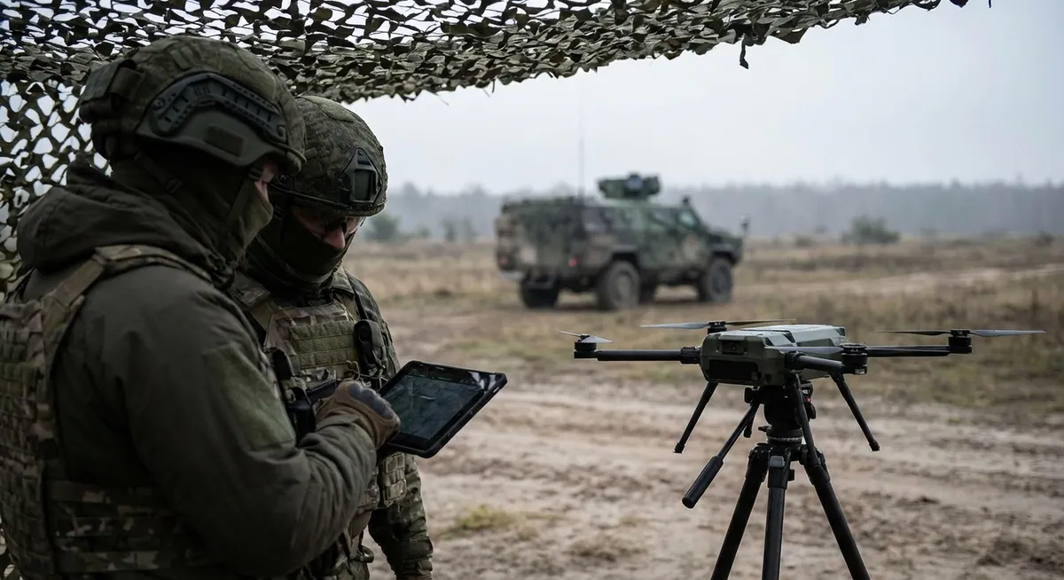 Slika je umetno generirana iz tem: tehnologija, obramba, varnost