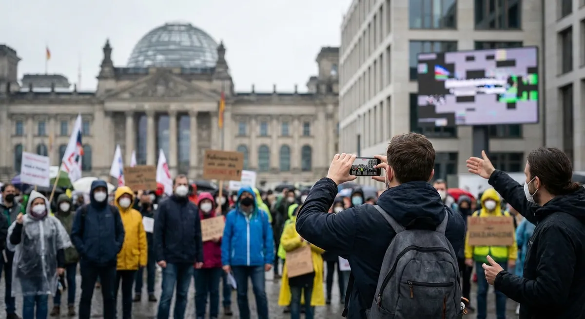 Slika je umetno generirana iz tem: dezinformacije, smrti, politika, protesti