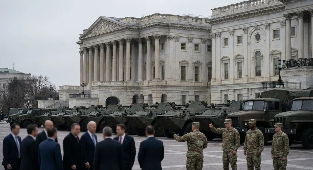 Slika je umetno generirana iz tem: mednarodni odnosi, obramba, politika