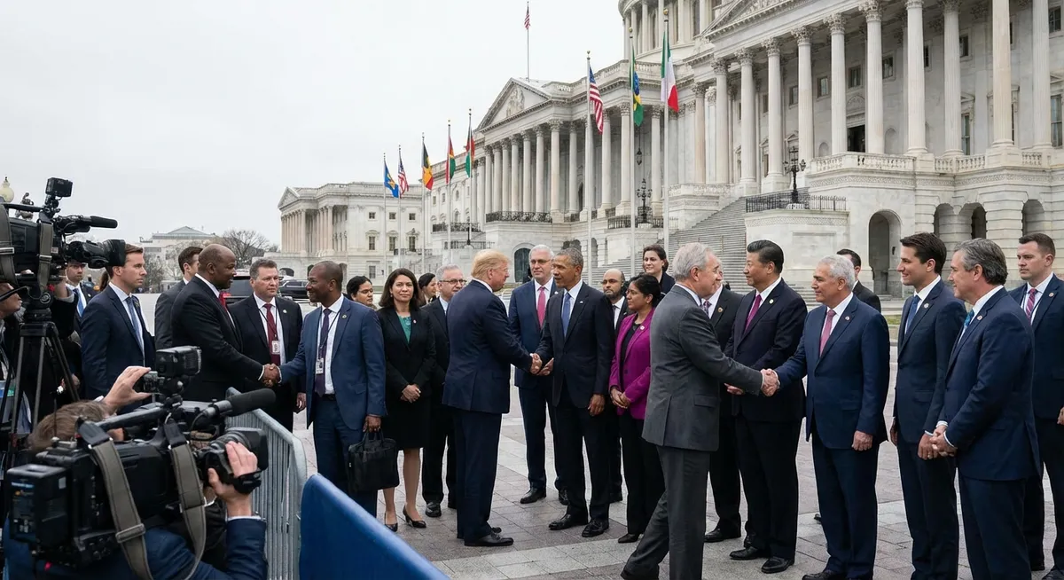 Slika je umetno generirana iz tem: diplomacija, politika, mednarodni odnosi, obiski