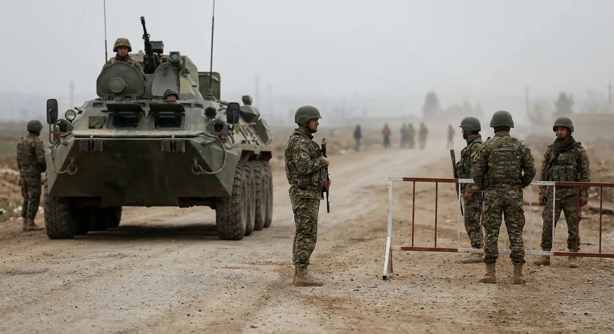 Slika je umetno generirana iz tem: vojska, varnost, oboroženi spopadi