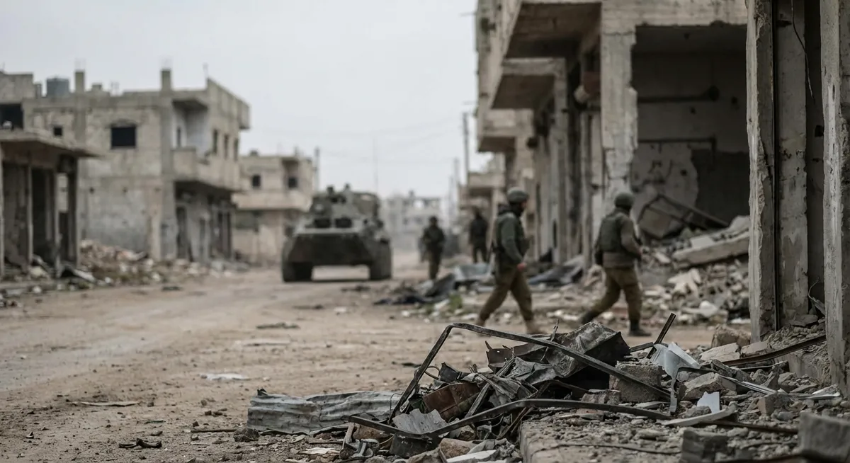 Slika je umetno generirana iz tem: konflikti, vojska, politika, mednarodni odnosi, napadi, begunci, oboroženi spopadi, žrtve, spopadi, bližnji vzhod, vojne, varnost, obramba, terorizem