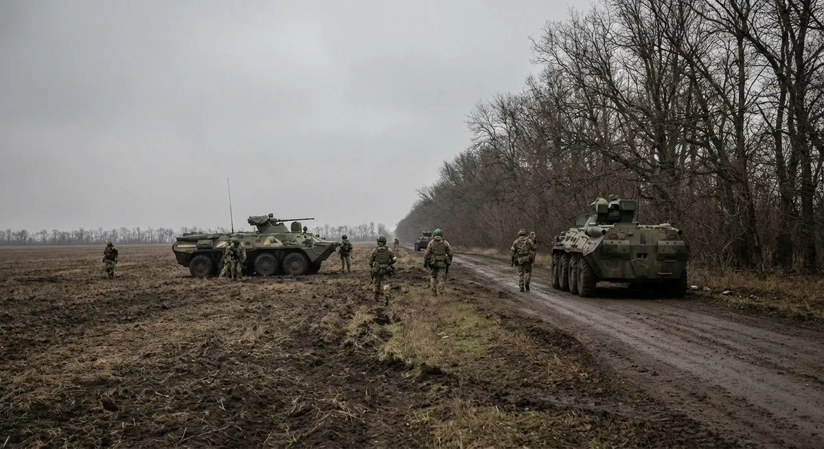 Slika je umetno generirana iz tem: spopadi, rusija, kupjansk, rusko-ukrajinski konflikt, osvajanje ozemlja, konflikti, vojne, osvoboditev, predaja, obkolitev, obramba, osvobajanje ozemlja, oboroženi spopadi, ukrajina, vojaške operacije, vojska