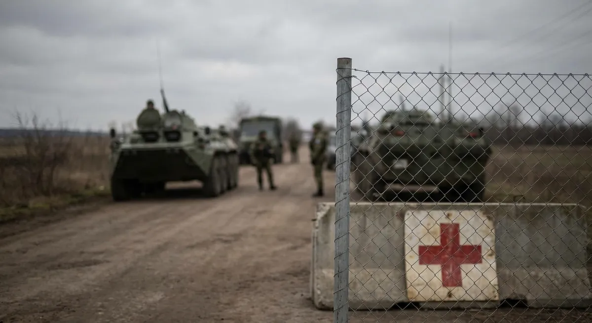 Slika je umetno generirana iz tem: mednarodni odnosi, rusko-ukrajinski konflikt, varnost