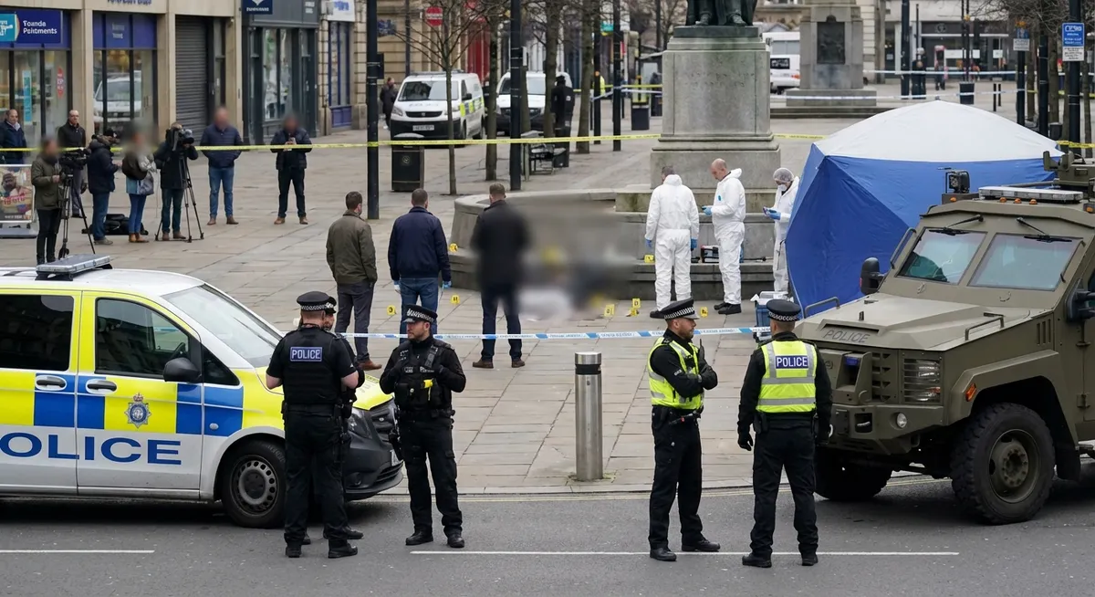 Slika je umetno generirana iz tem: kriminal, terorizem, policija, preiskave, pravo, aretacije, ekstremizem