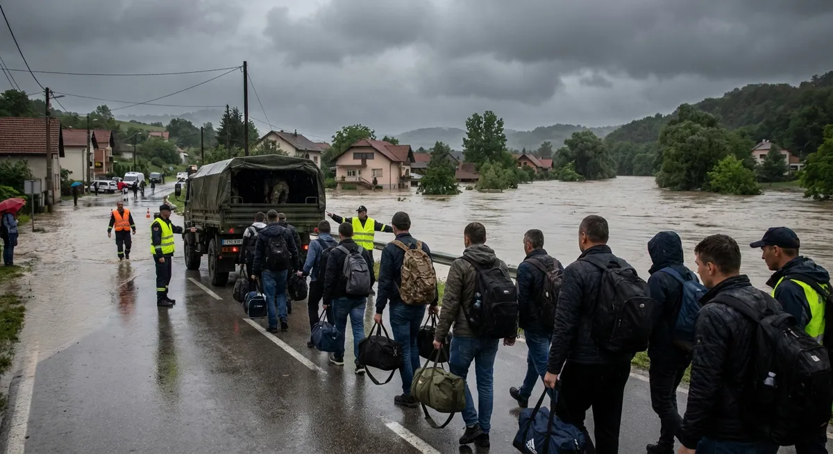 Slika je umetno generirana iz tem: poplave, naravne nesreče, nevarnosti, evakuacije, požari, vreme, zemeljski plazovi