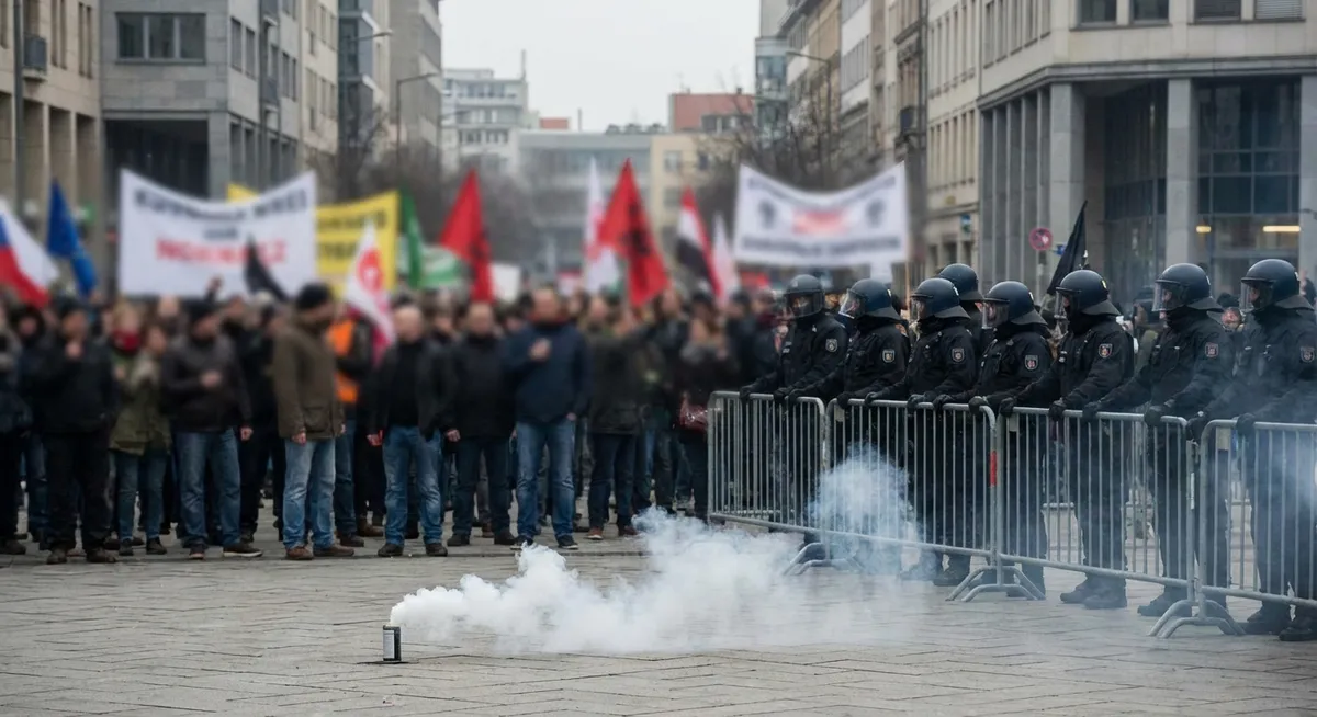 Slika je umetno generirana iz tem: parlamentarno delovanje, politika, parlament, protesti, nasilje, disciplinski postopki